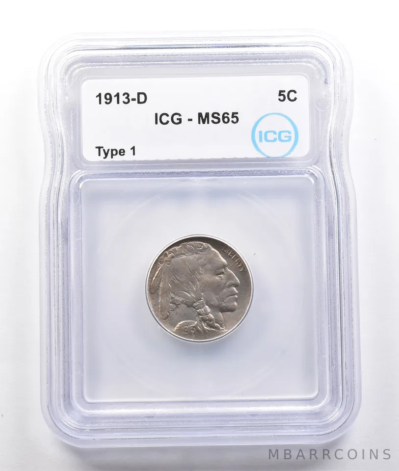 1913-D Indian Head Buffalo Nickel Type 1 MS65 ICG *3774