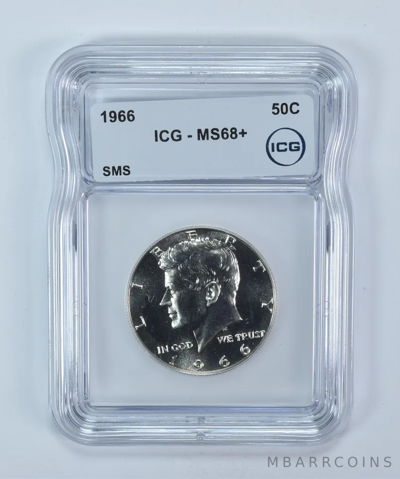 1966 Kennedy Half Dollar SMS MS68+ ICG