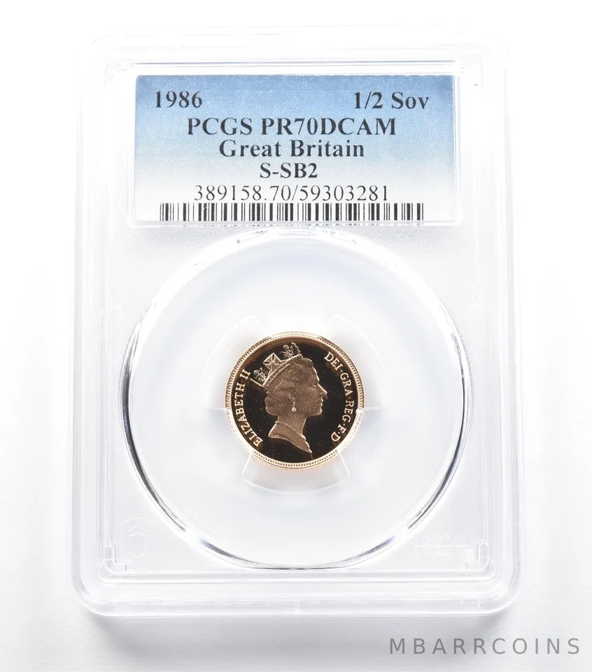 1986 Great Britain 1/2 Sovereign Gold S-SB2 PR70 DCAM PCGS *5581