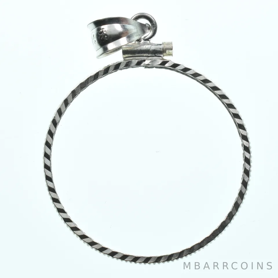 Sterling Silver 26 MM Susan B Anthony $1 Coin Bezel Pendant Frame Edge *2333