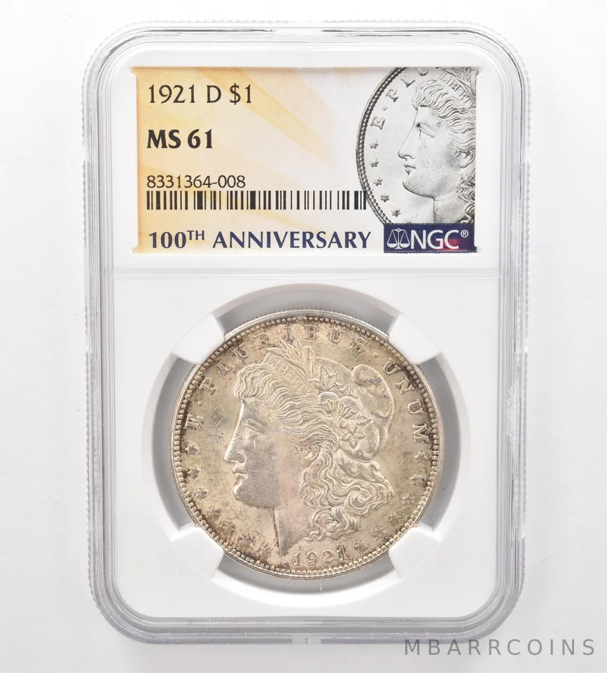 1921-D Morgan Silver Dollar MS61 NGC Beautiful Tone a7428