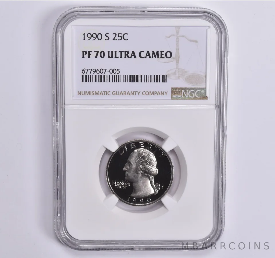 1990-S Washington Quarter PF70 UCAM NGC Brown Lbl