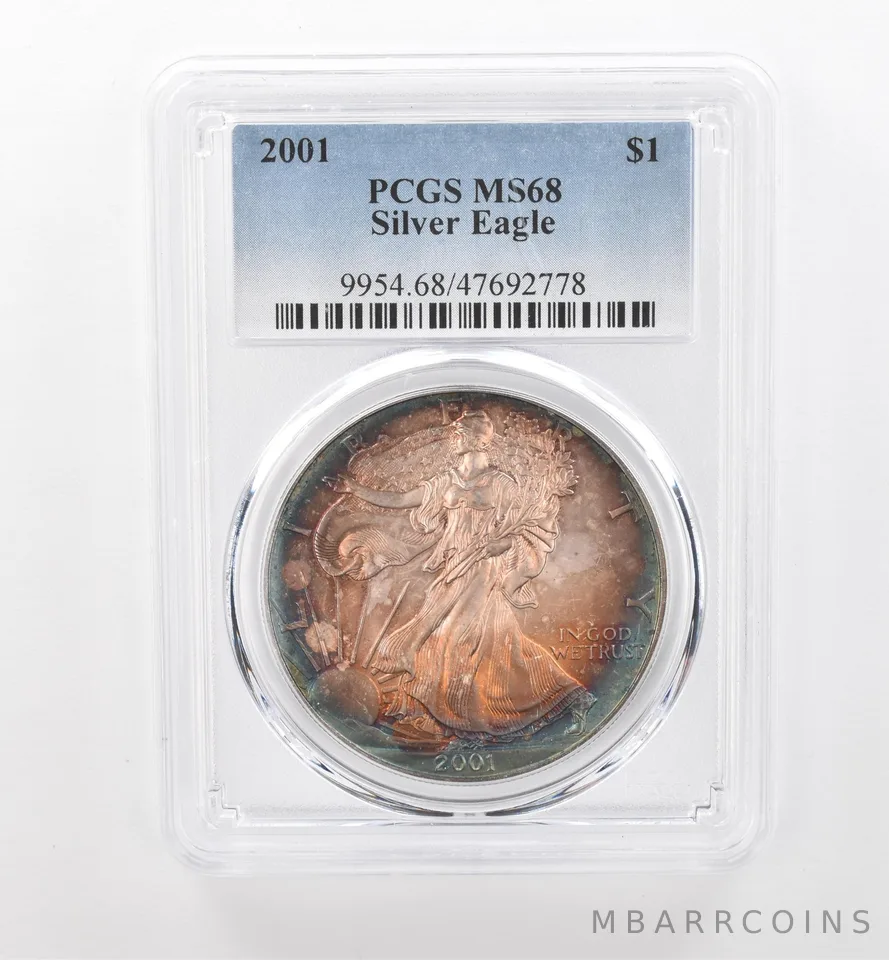 2001 American Silver Eagle MS68 PCGS Beautiful Tone *1751