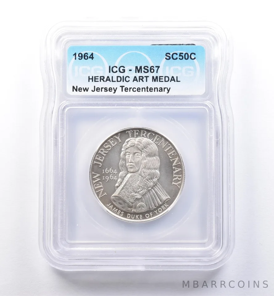1964 So Called Half Dollar New Jersey Tercentenary MS67 ICG *8426