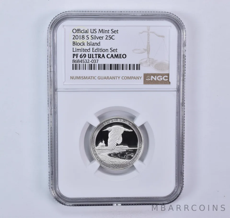 2018-S ATB Quarter Silver Block Island Limited Edition Set PF69 UCAM NGC