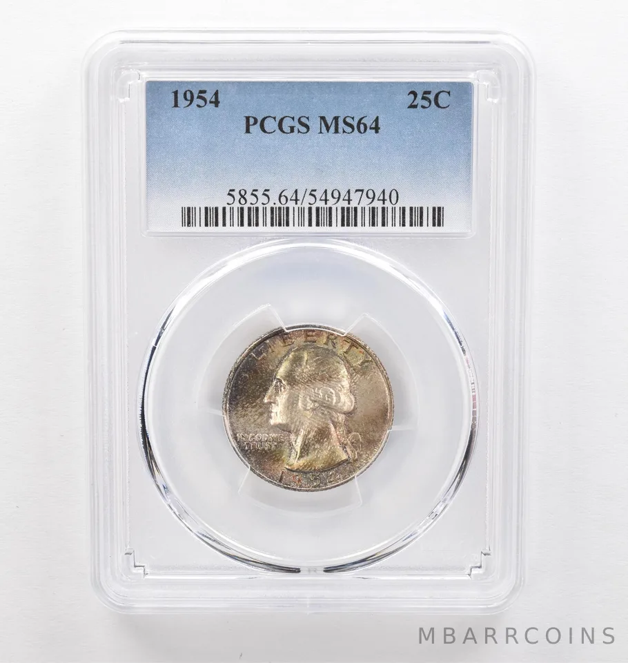 1954 Washington Quarter MS64 PCGS Beautiful Tone *0300