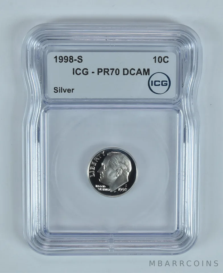1998-S Roosevelt Dime Silver PR70 DCAM ICG