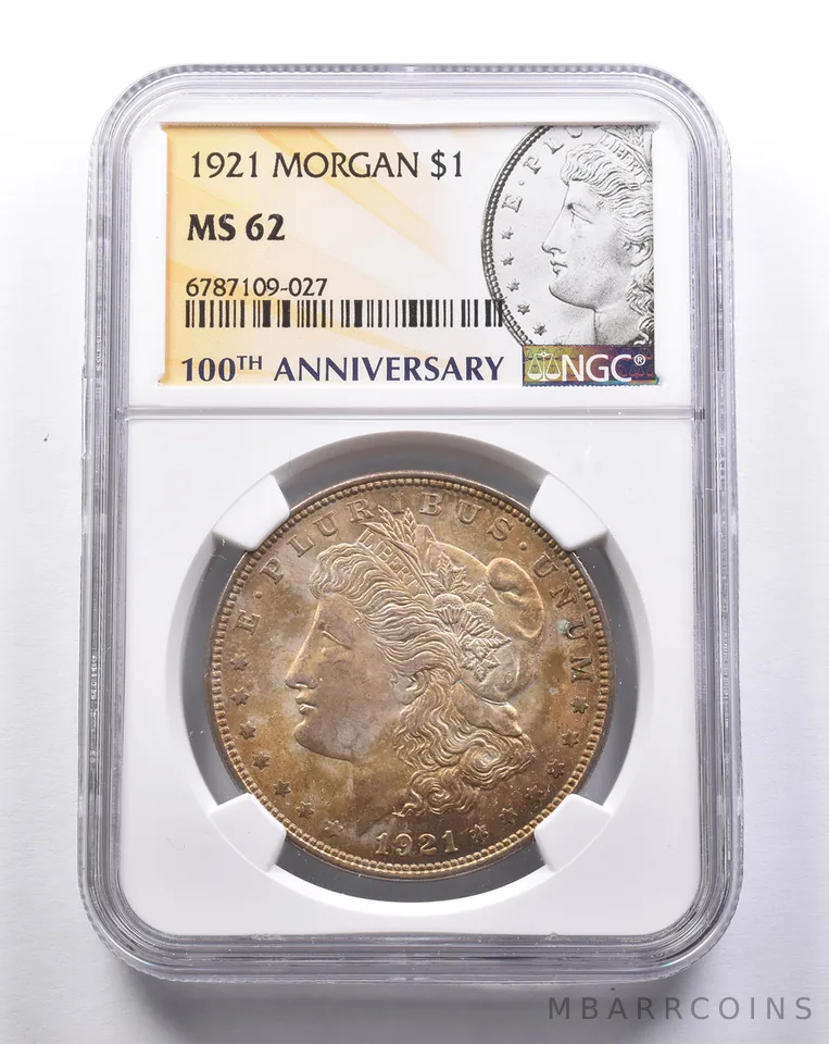 MS62 1921 Morgan Silver Dollar 100th Anniversary NGC *3225