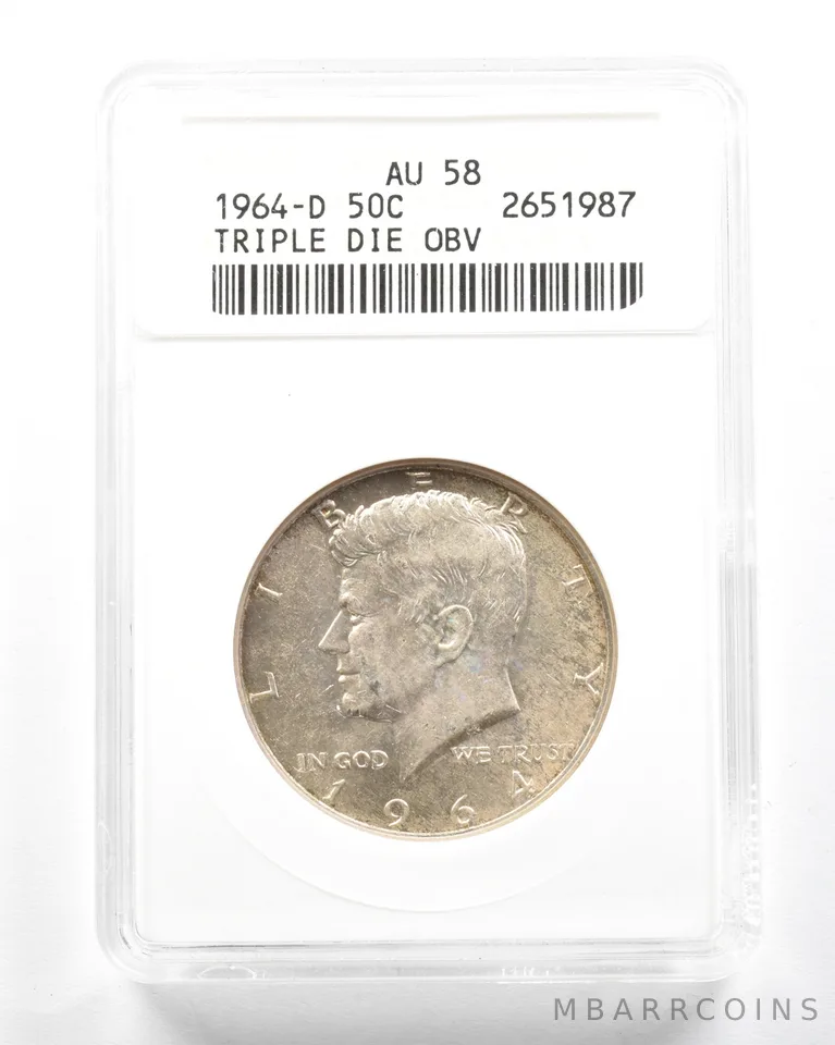 1964-D Kennedy Half Dollar TDO AU58 ANACS *2077