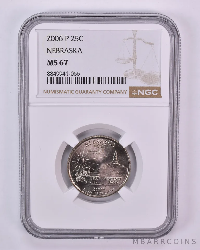 2006-P Washington State Quarter Nebraska MS67 NGC Brown Label