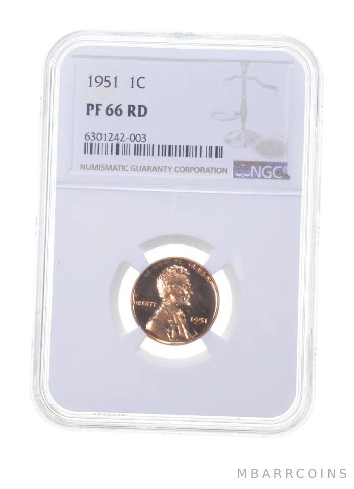 PF66 RD 1951 Lincoln Wheat Cent - Graded NGC a6123