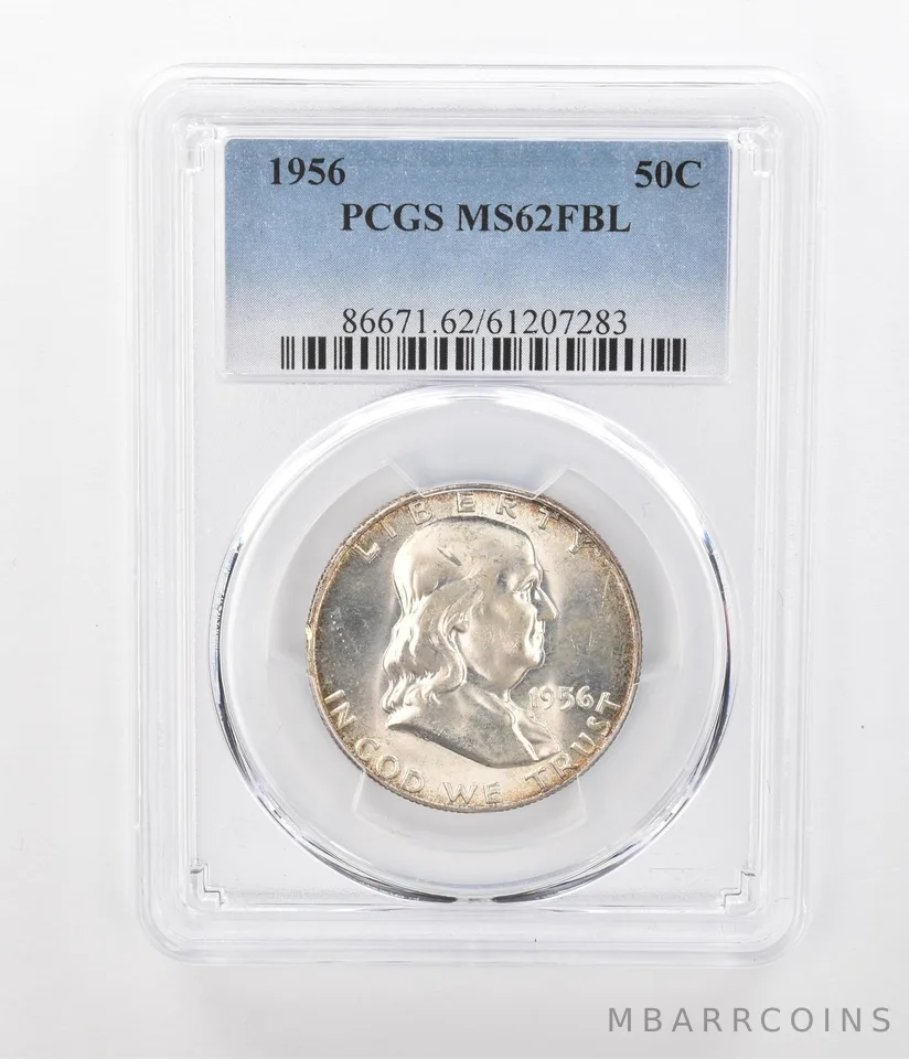 1956 Franklin Half Dollar MS62 FBL PCGS Beautiful Tone Reverse *1146