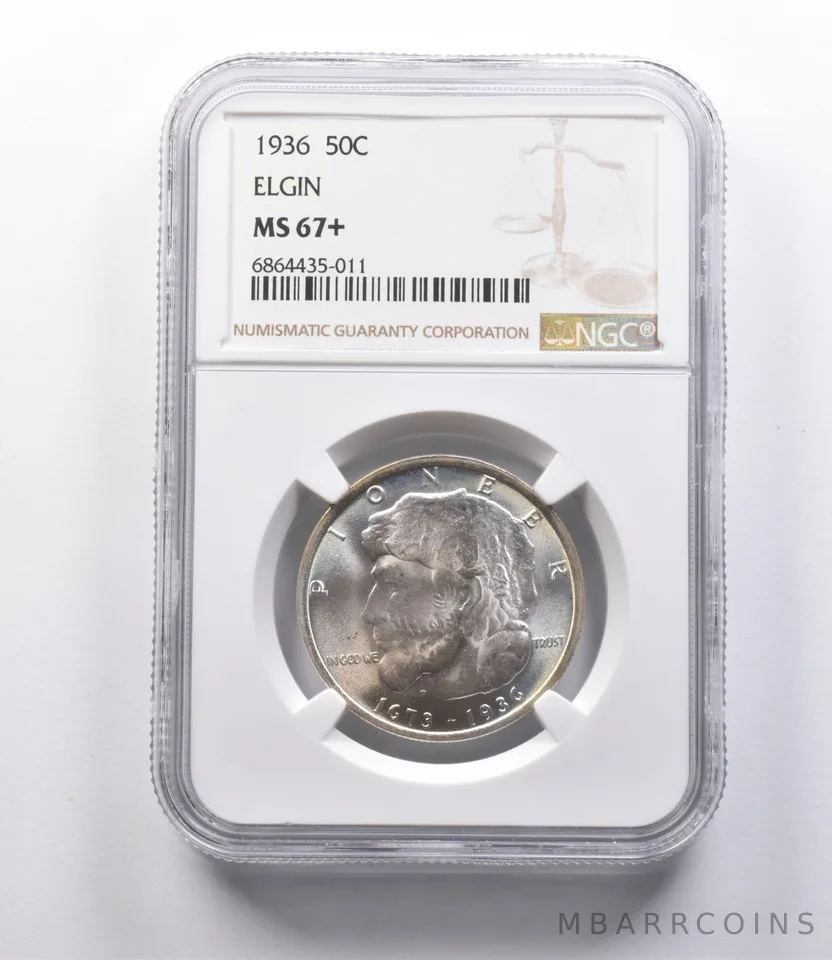 MS67+ 1936 Elgin Illinois Commemorative Half Dollar NGC *2667