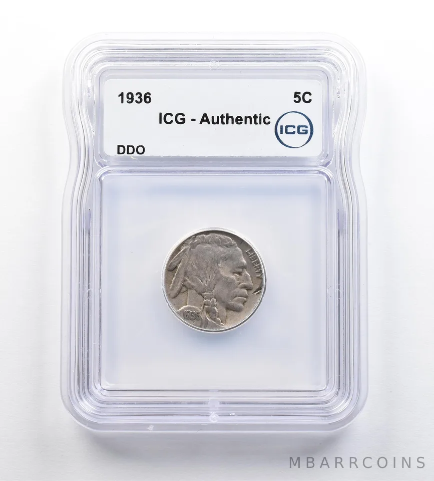 1936 Indian Head Buffalo Nickel DDO Authentic ICG *9188