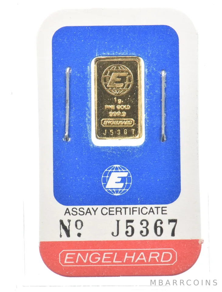 1 Gram Gold Bar Engelhard In Assay *5081