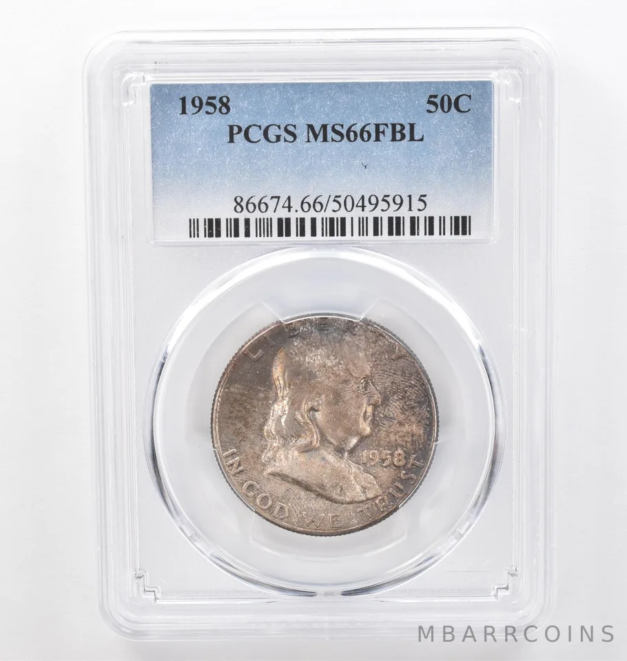 1958 Franklin Half Dollar MS66 FBL PCGS Beautiful Tone *6216