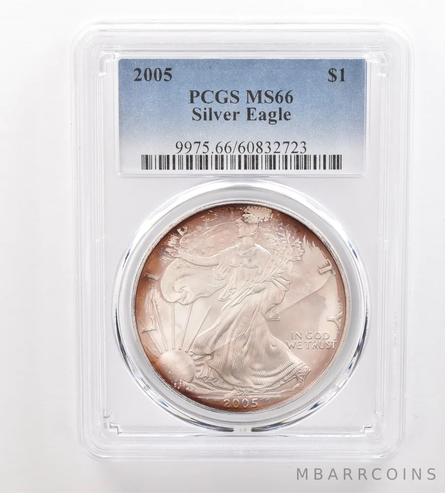 2005 American Silver Eagle MS66 PCGS Beautiful Tone *3258