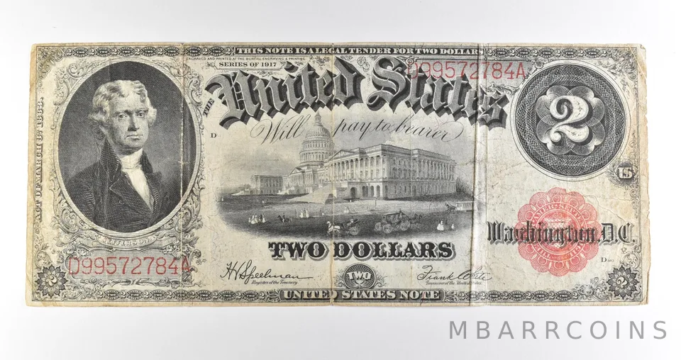 1917 $2 Legal Tender Large Note Red Seal *4570