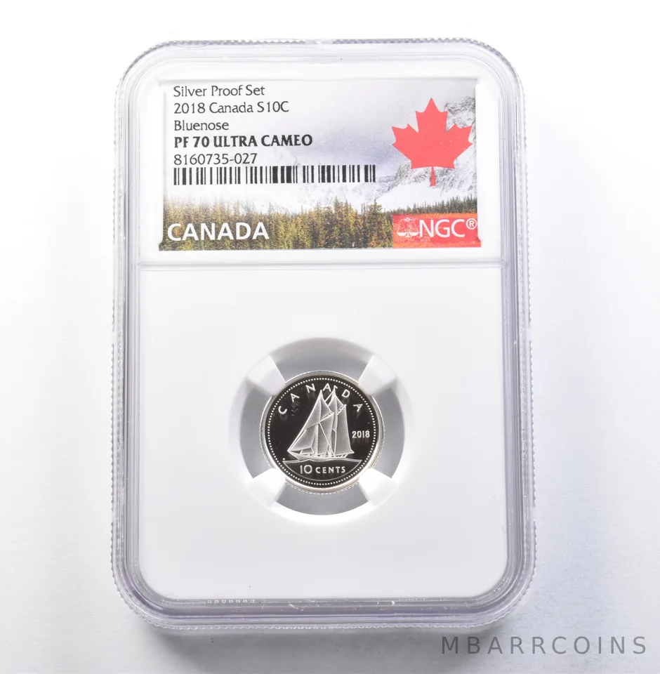 2018 Canada 10 Cents Silver Proof Set Bluenose PF70 UCAM NGC a5884