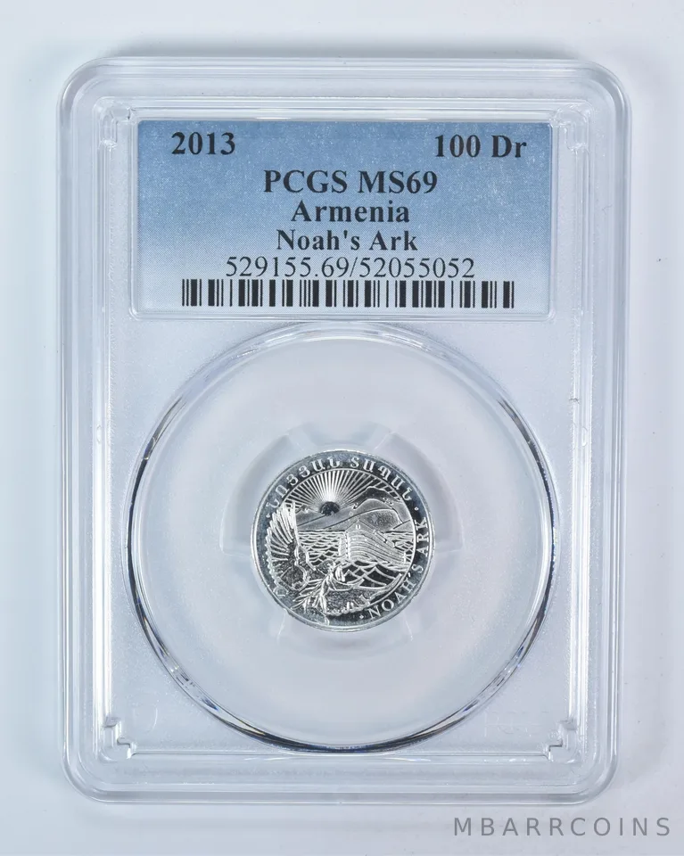 2013 Armenia 100 Dram Silver Noah's Ark 1/4 Oz MS69 PCGS