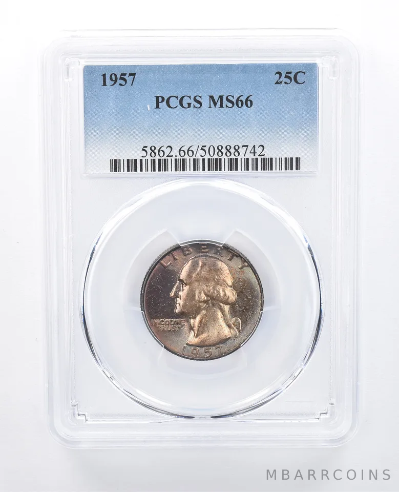 1957 Washington Quarter MS66 PCGS Beautiful Tone *8085