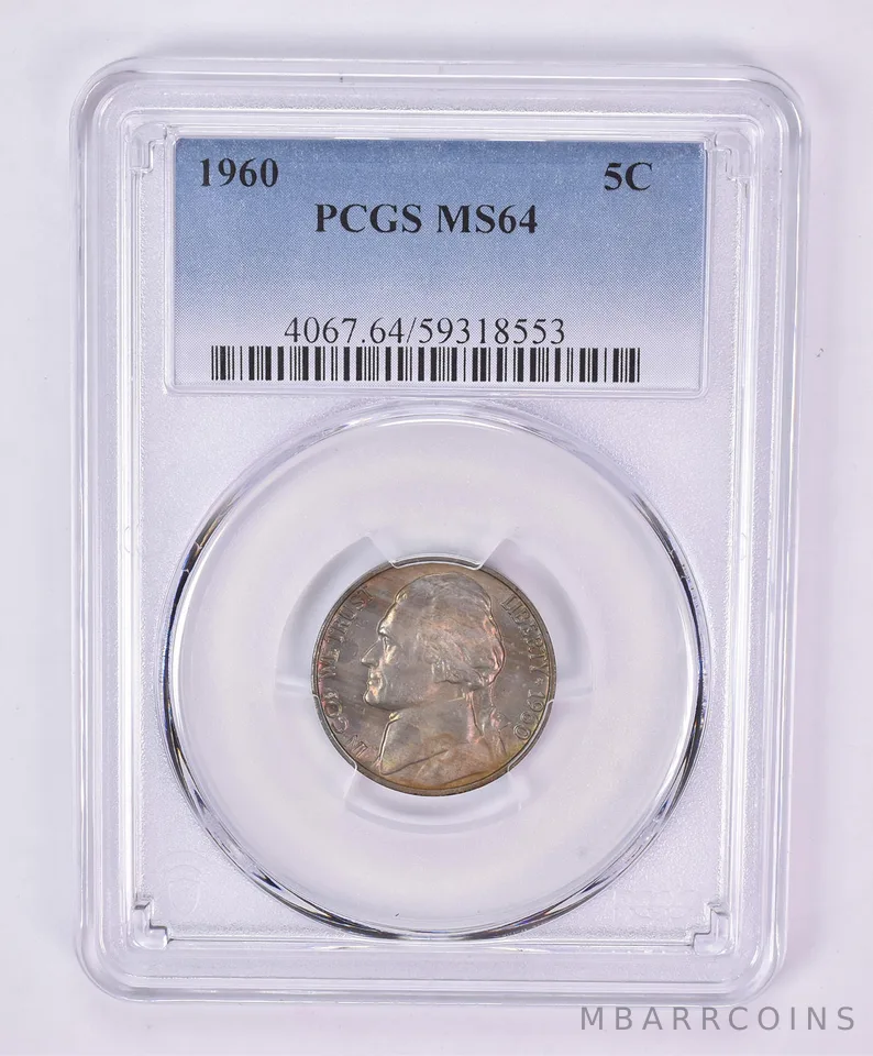1960 Jefferson Nickel MS64 PCGS Beautiful Tone *1172