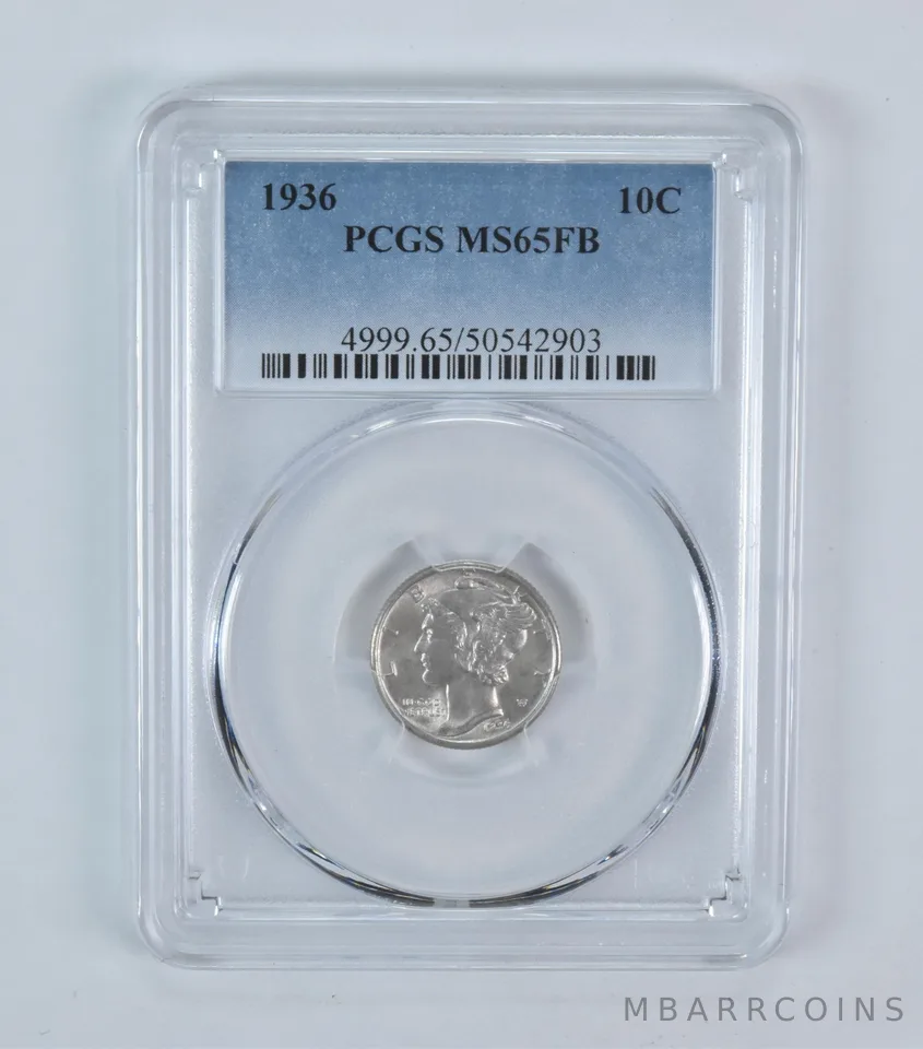 1936 Mercury Dime MS65 FB PCGS Blue Label