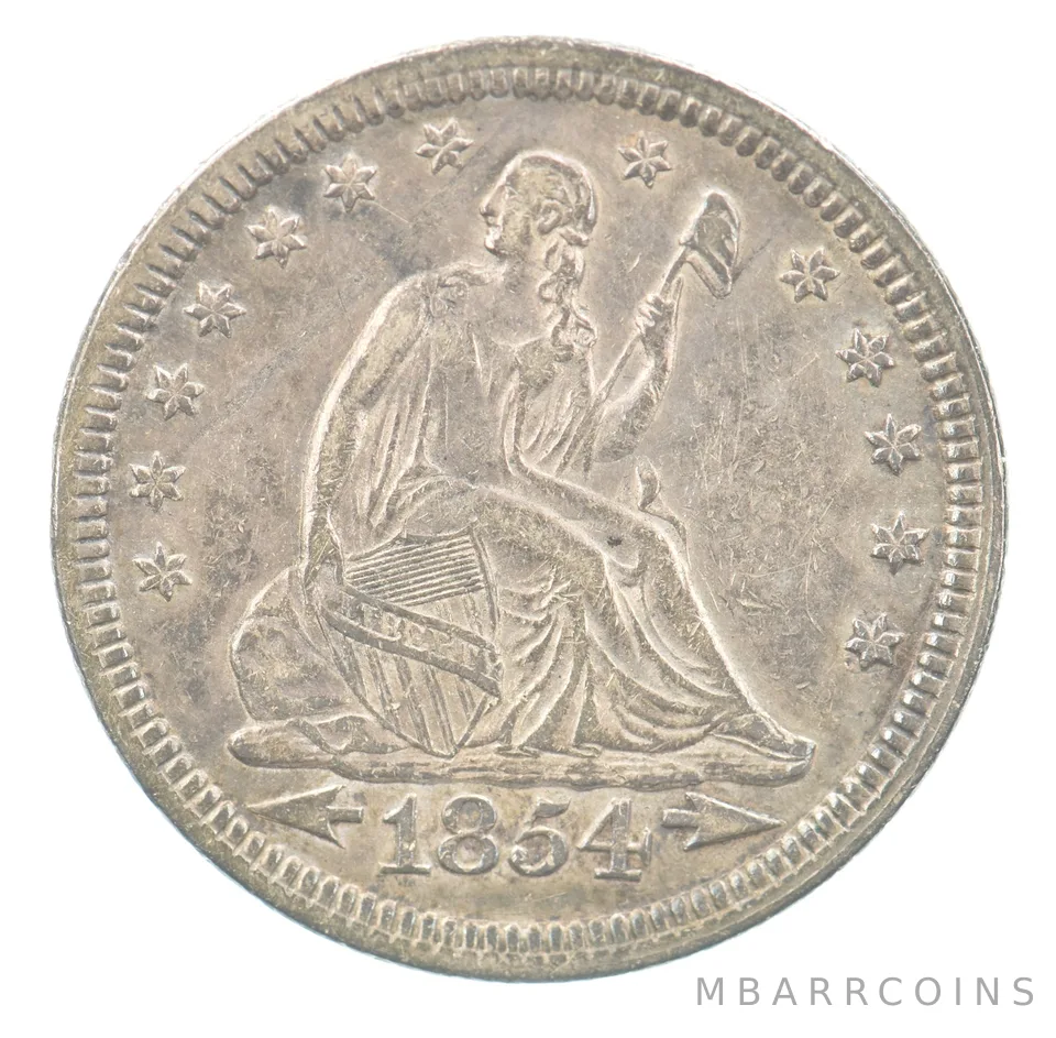 1854 Seated Liberty Quarter Arrows Beautiful Tone a1542