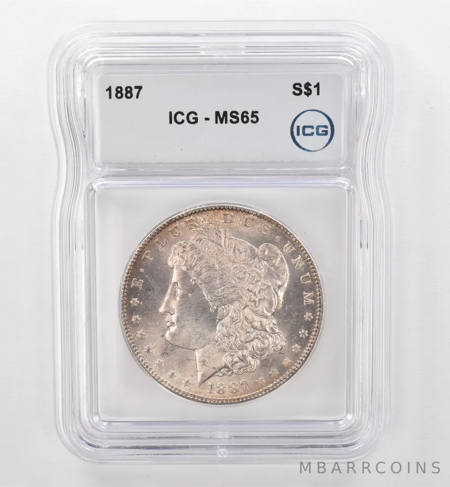 1887 Morgan Silver Dollar MS65 ICG Peripheral Tone *9504