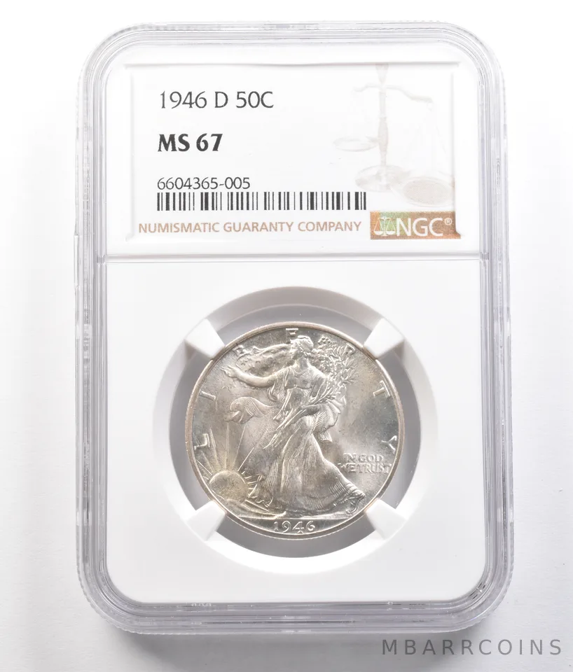 1946-D Walking Liberty Half Dollar MS67 NGC a0796