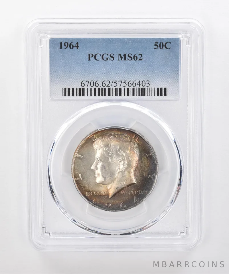 1964 Kennedy Half Dollar MS62 PCGS Beautiful Tone *1381
