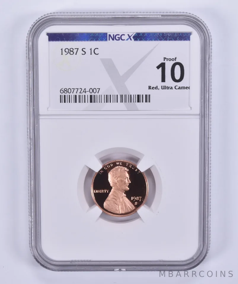 1987-S Lincoln Memorial Cent Proof 10 UCAM RD NGC X NGCX
