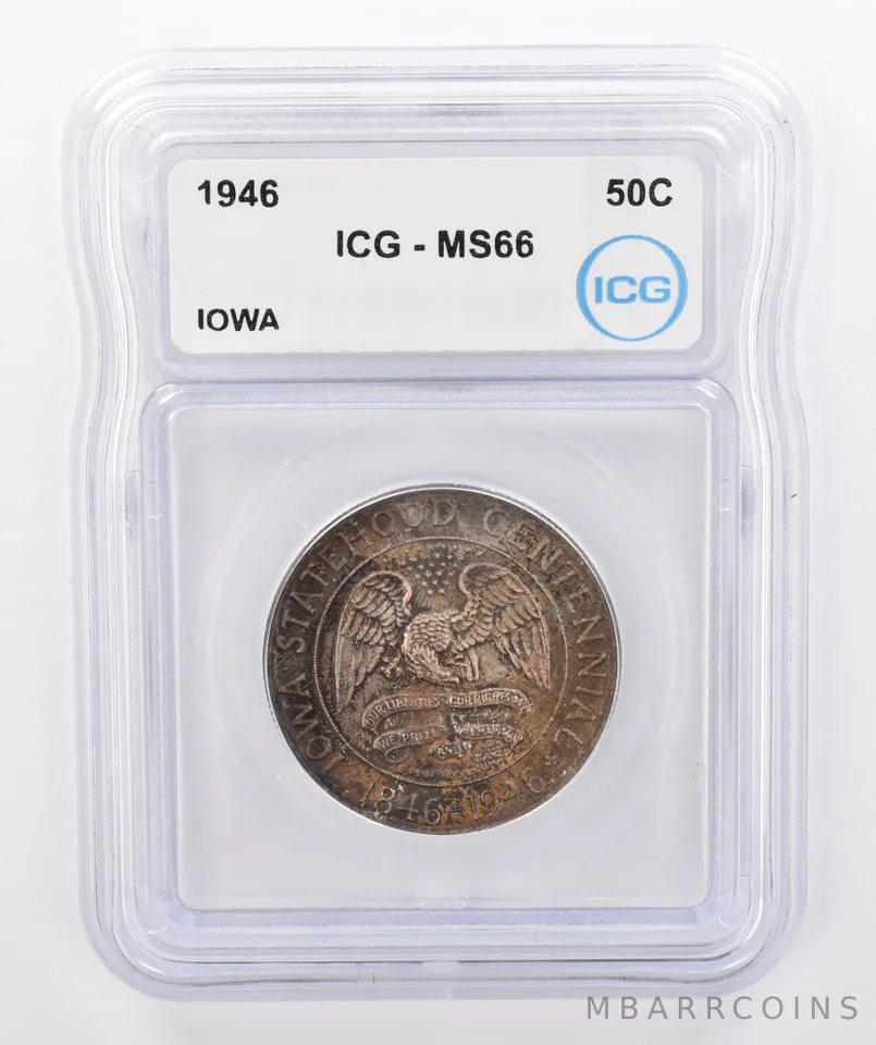1946 Iowa Commemorative Half Dollar MS66 ICG Beautiful Tone a0261