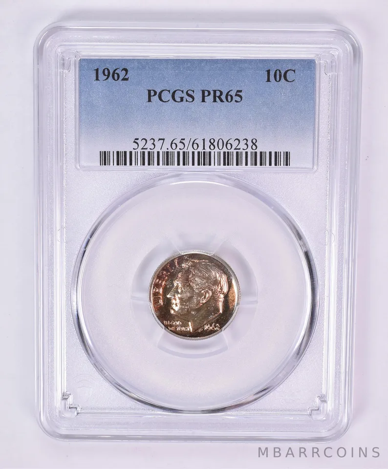 1962 Roosevelt Dime PR65 PCGS Beautiful Tone *1125