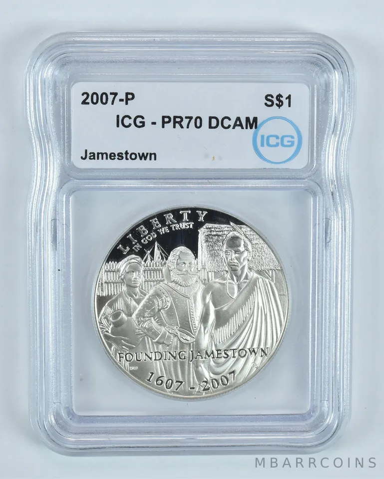 2007-P Jamestown Commemorative Silver Dollar PR70 DCAM ICG