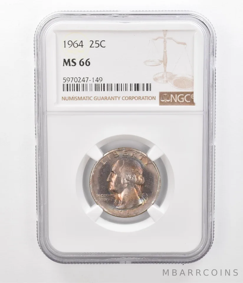 1964 Washington Quarter MS66 NGC Beautiful Tone *2336