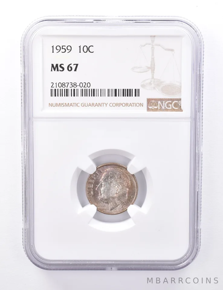 MS67 1959 Roosevelt Dime - Graded NGC Toned a4290