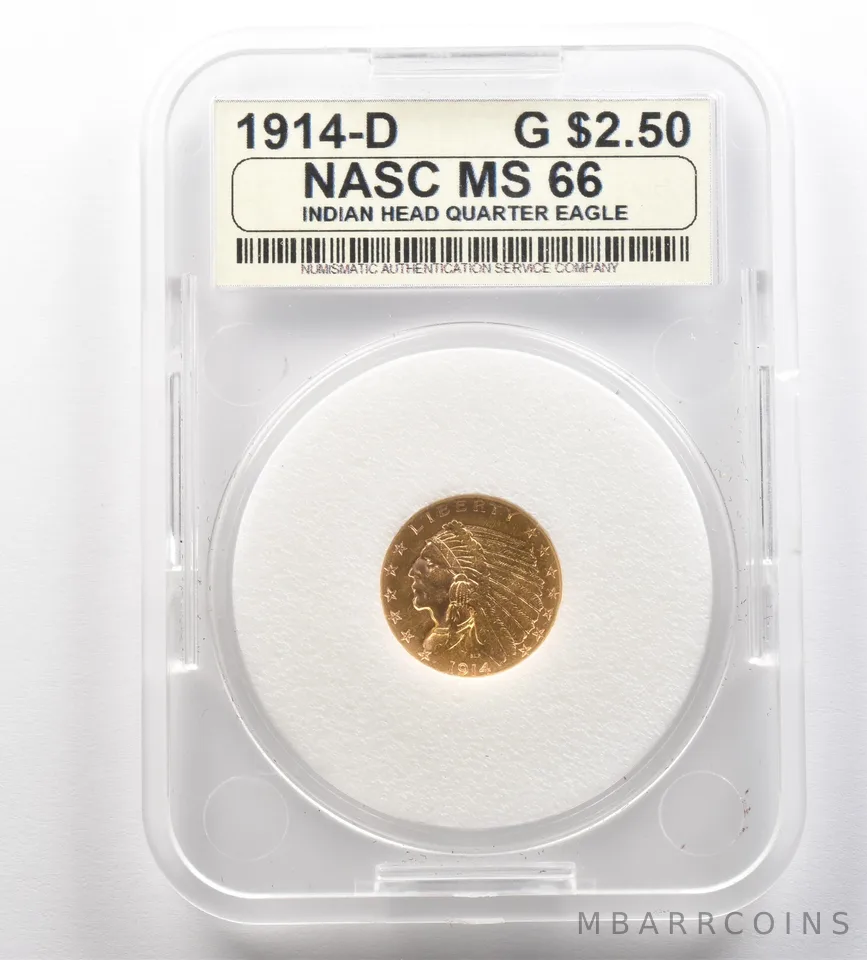1914-D $2.50 Indian Head Gold Quarter Eagle Unc *2496