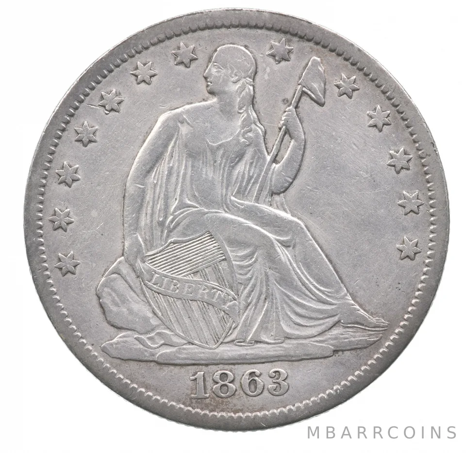 1863 Seated Liberty Half Dollar a4634