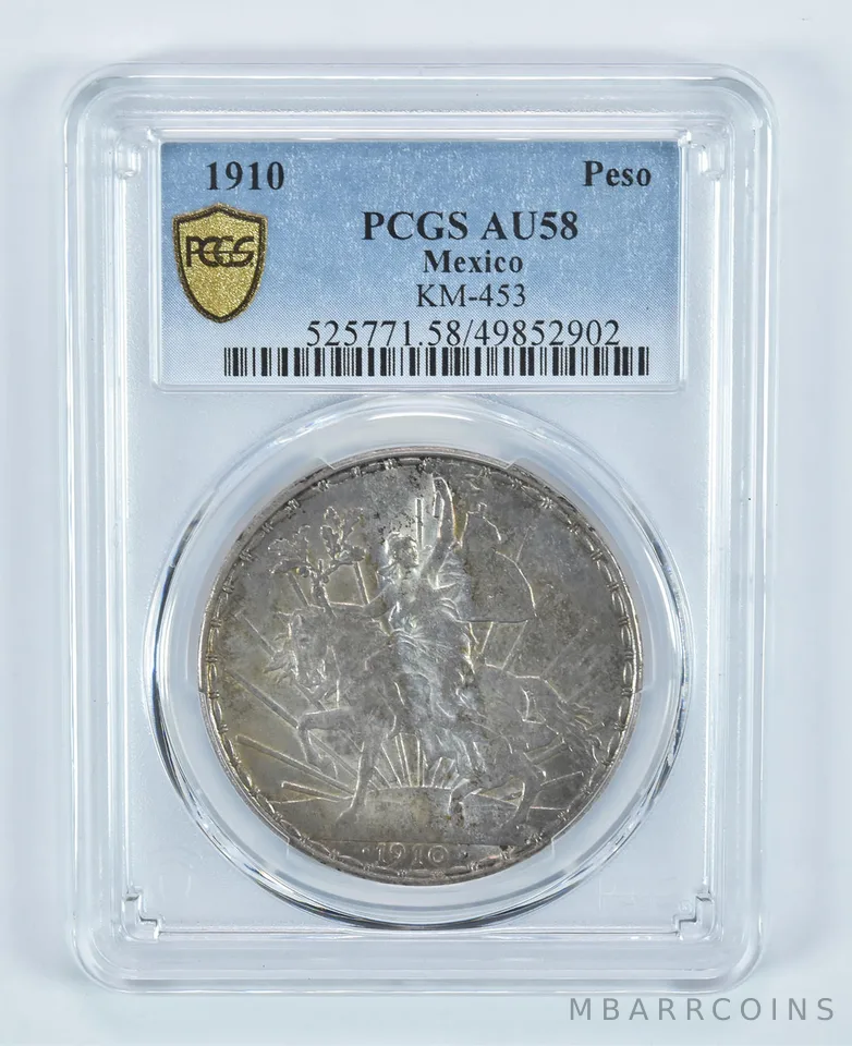 1910 Mexico Peso KM-453 AU58 PCGS a9079