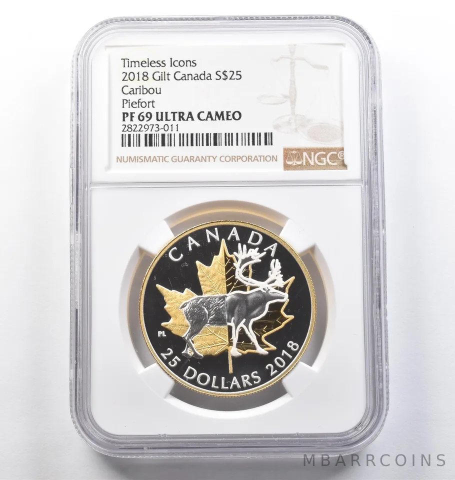 2018 Canada 25 Dollars Silver Gilt Caribou Piedfort PF69 UCAM NGC *6597