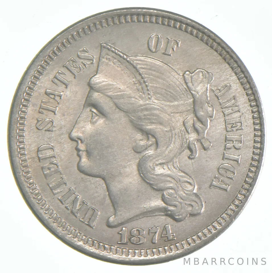 1874 Nickel Three-Cent Piece *1816