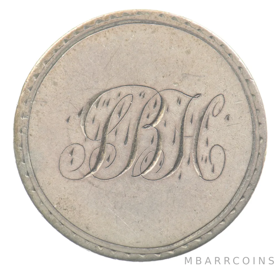 1858 Seated Liberty Quarter Love Token Victorian S B H *5531