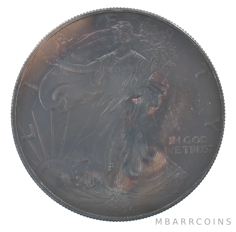 Beautiful Toned - 1995 American Silver Eagle 1 Troy Oz .999 Fine Silver *083