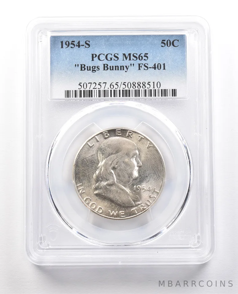 1954-S Franklin Half Dollar Bugs Bunny FS-401 MS65 PCGS a1454