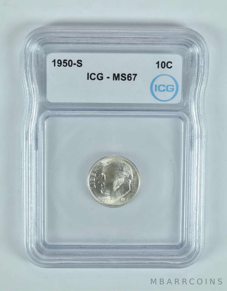 1950-S Roosevelt Dime MS67 ICG