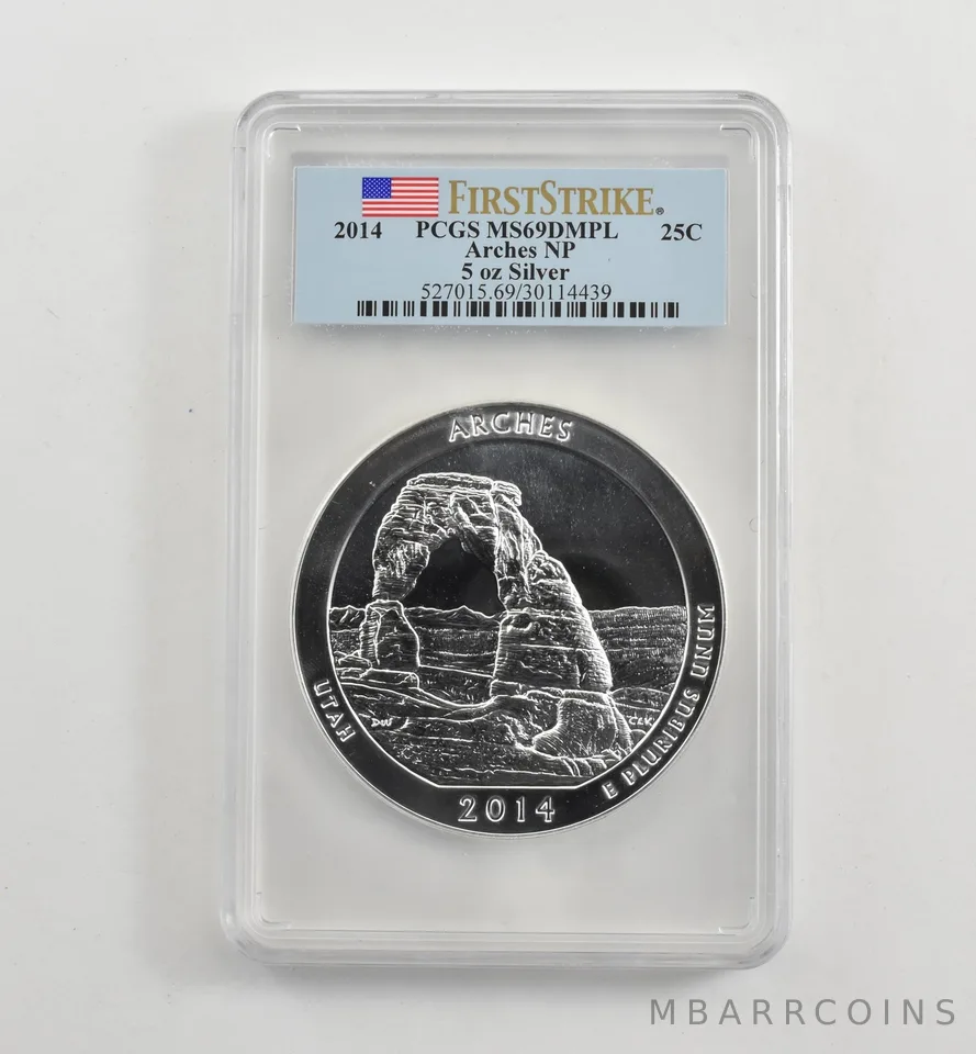 2014 5 Oz Silver Quarter America The Beautiful Arches MS69 DMPL PCGS *1735