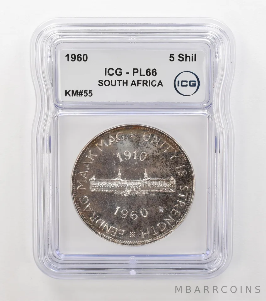 1960 South Africa 5 Shilling KM#55 PL66 ICG Nice Tone a6884