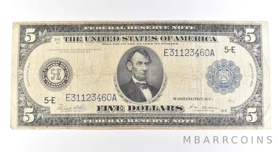 1914 $5 Richmond VA FRN Large Note Blue Seal *2708