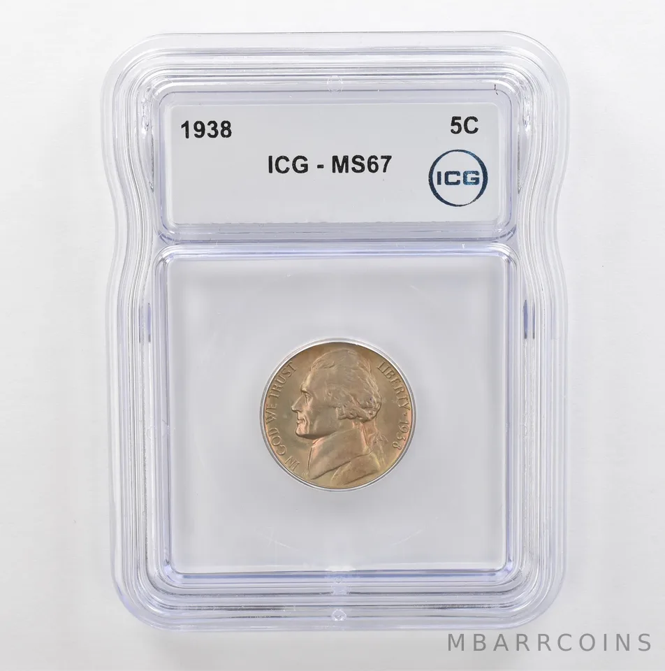1938 Jefferson Nickel MS67 ICG Beautiful Tone *5326